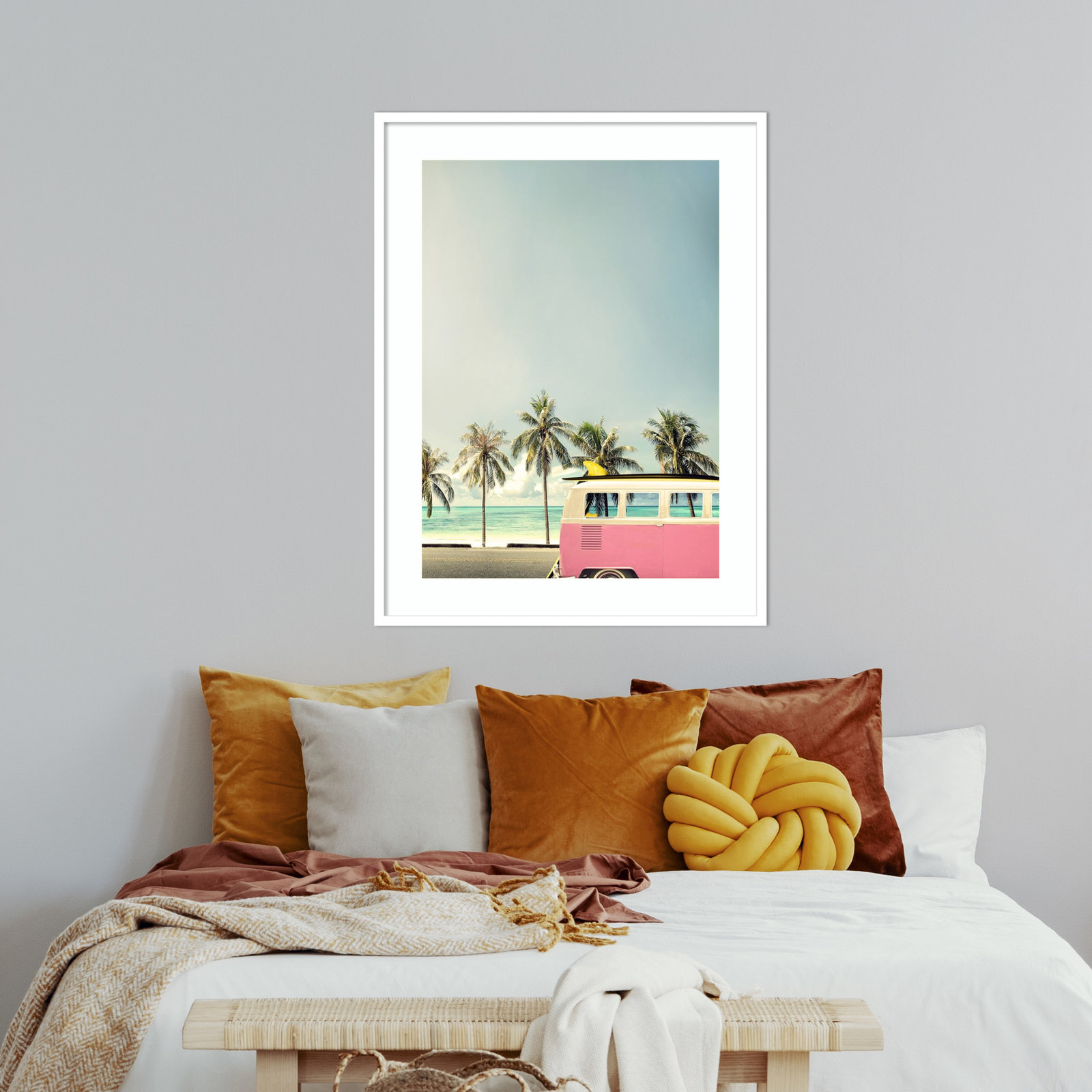 Raleigh "Surf Bus Pink" Photo Print, Matte White, 37.88" H x 29" W x 0.75" D