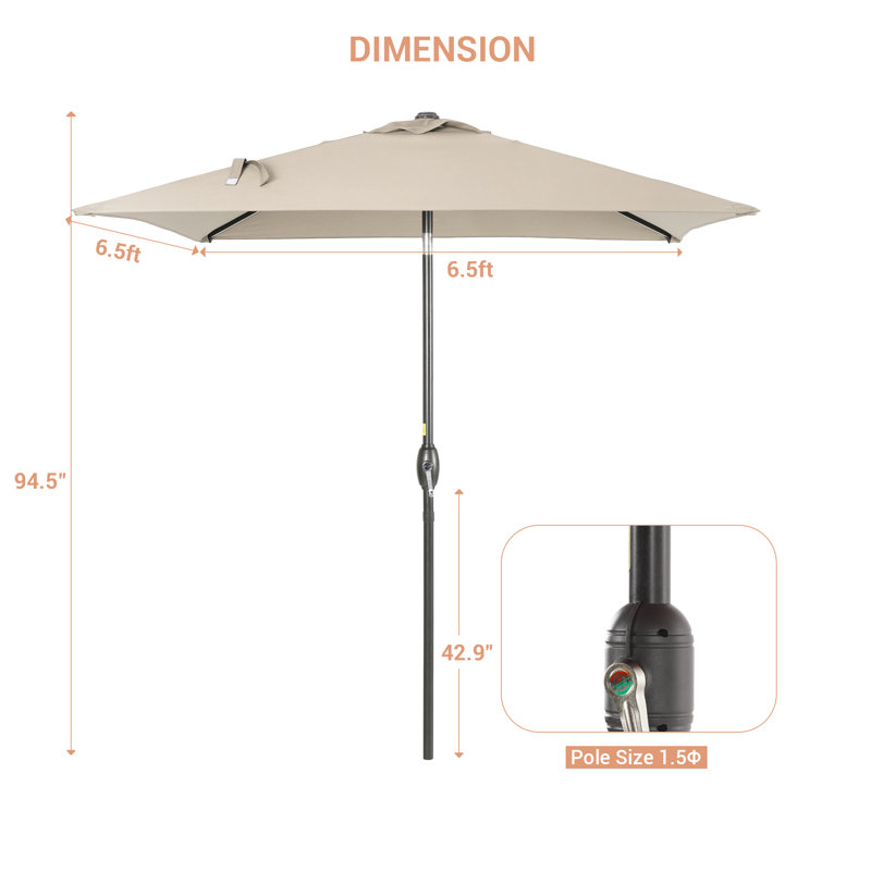 Parasol de marché carré Rinesh, Beige