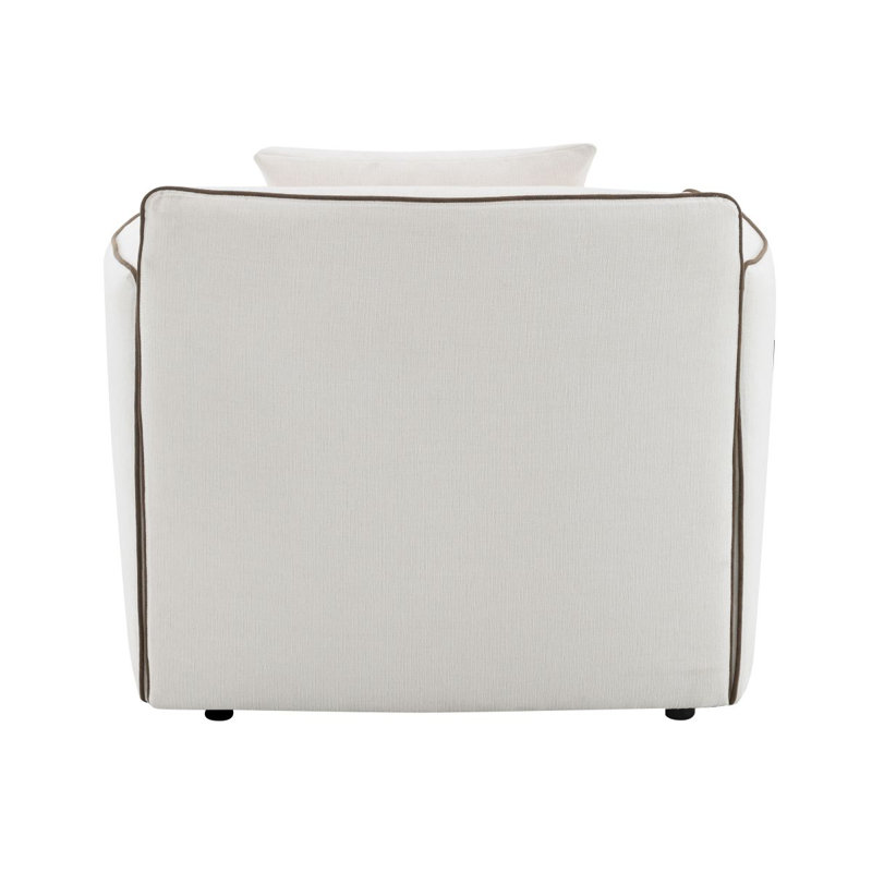Chaise en chenille beige avec oreiller Yolanda
