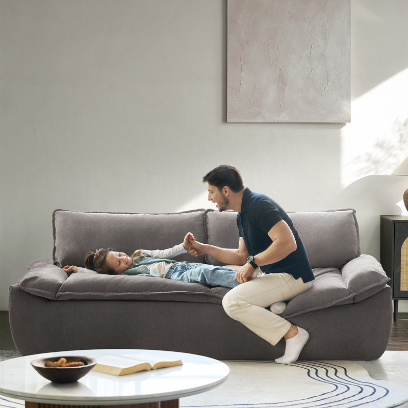 Padillo Boneless 89.75" W All-Foam Sofa with Removable Back Cushions, Gray