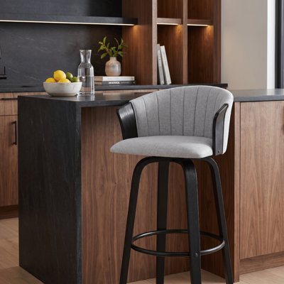 Tabouret de bar rembourré avec accoudoirs et repose-pieds Boeschen