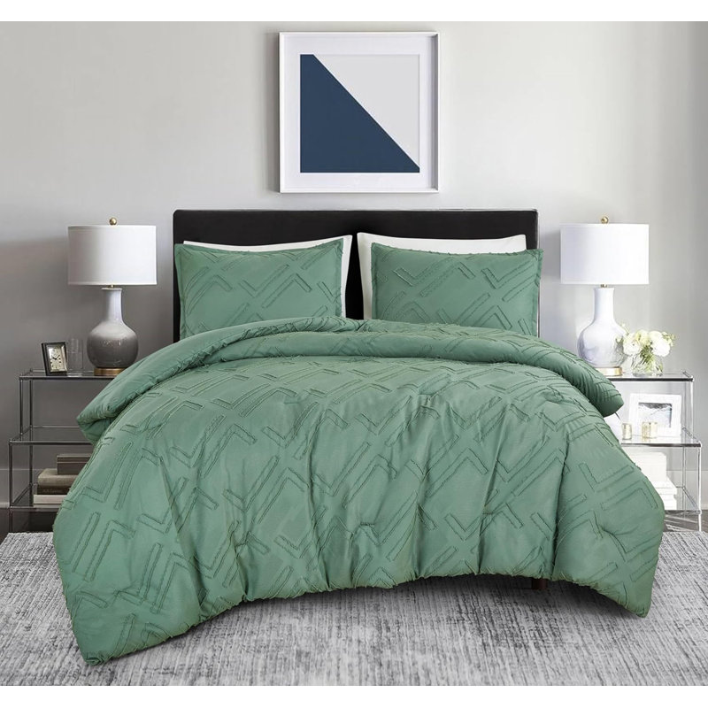 Debroah Green Clip Jacquard Geometric King Comforter Set