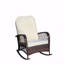 Chaise berçante d'extérieur, osier en PE avec assise large, coussin moelleux épais, structure en acier, capacité de poids élevée-871380346-871380349