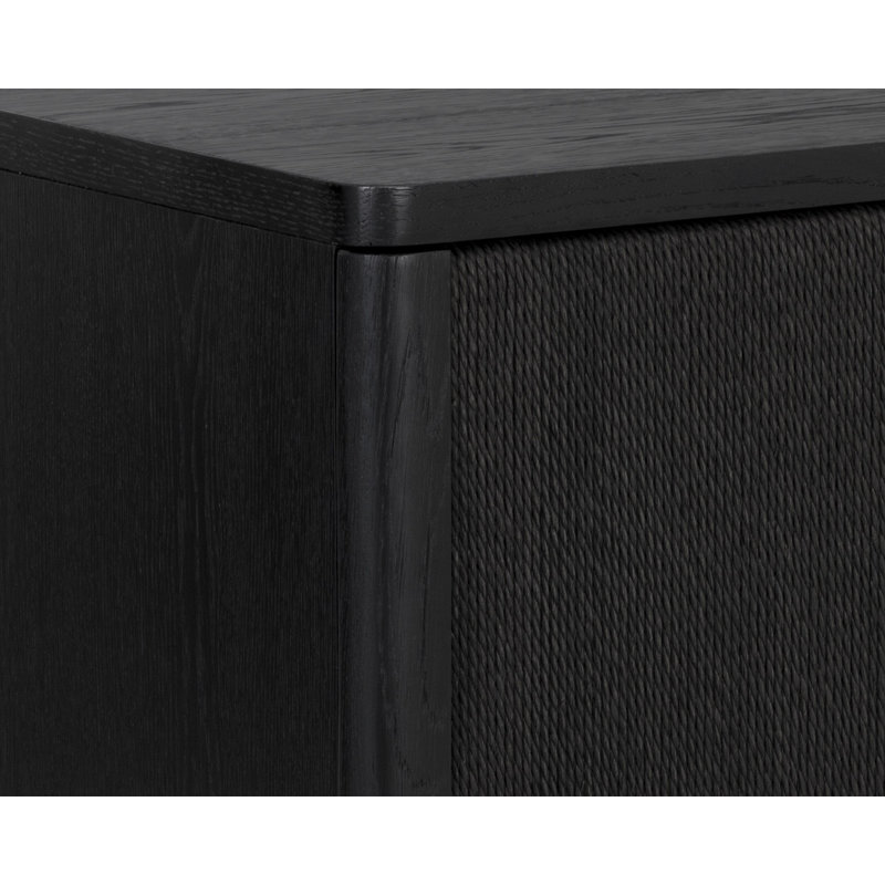 Black Oak 2-Drawer Transitional Nightstand with Brass Handles