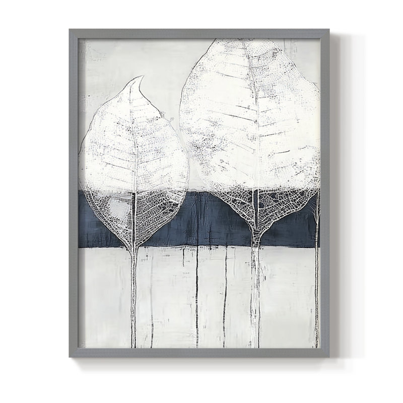 Abstrait, encadré, prêt à accrocher , Gris, H 10 po x l 8 po