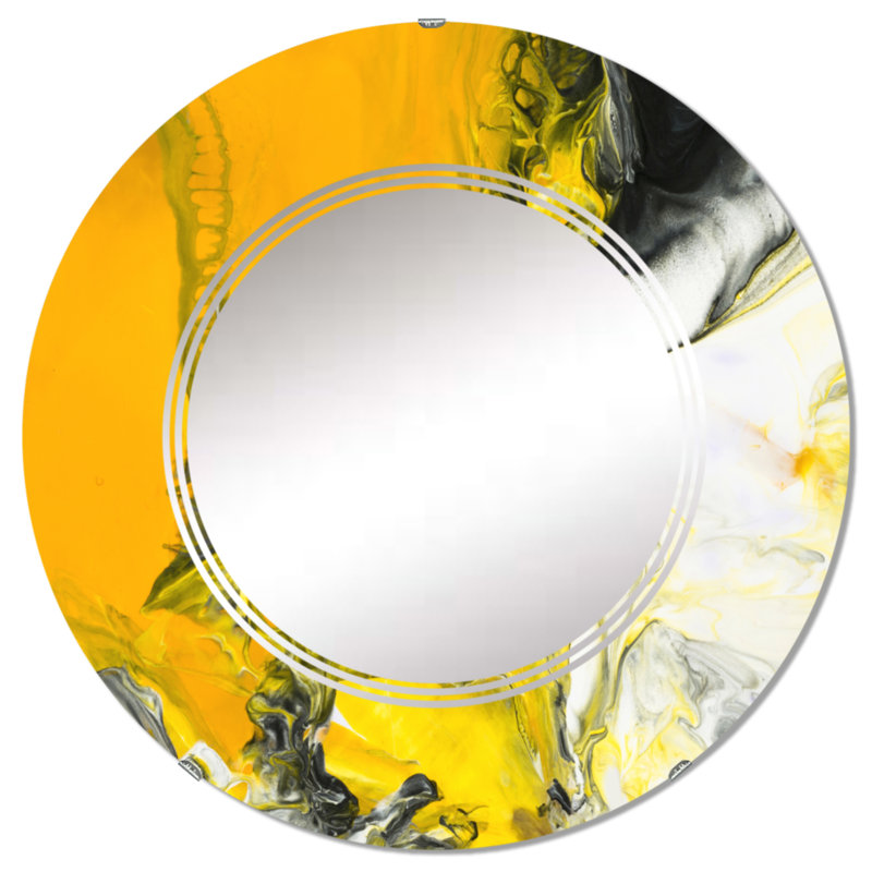 Jaune jaune, noir et blanc liquide, 24 po x 24 po