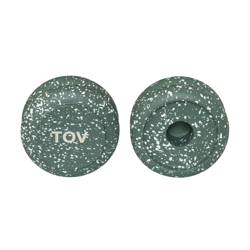 Gabby Stacking Candle Holder In Speckled Green - Set Of 2, Green