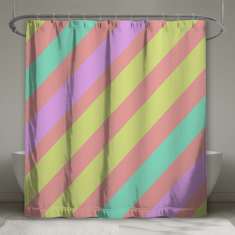 Rideaux de douche pastel à rayures diagonales extra long, L 70 po x H 84 po