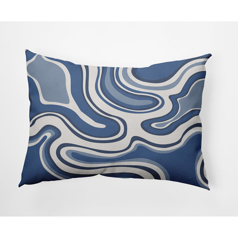 Beach Vacation Abstract Reversible Throw Pillow, Cadet Blue