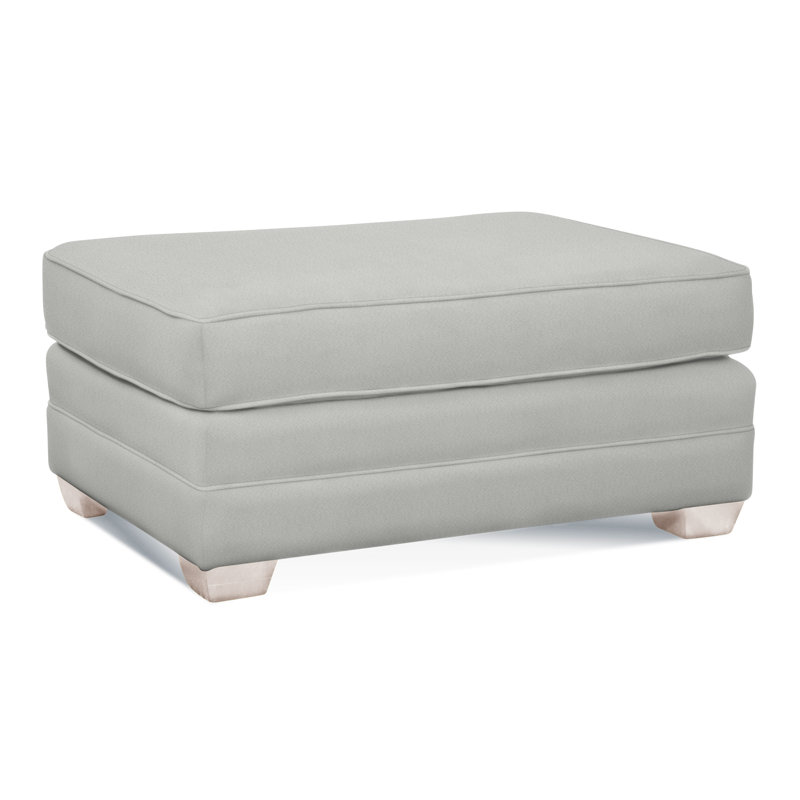 Bedford Upholstered Ottoman, Bisque , Light Blue and White Stripe; 0256-54