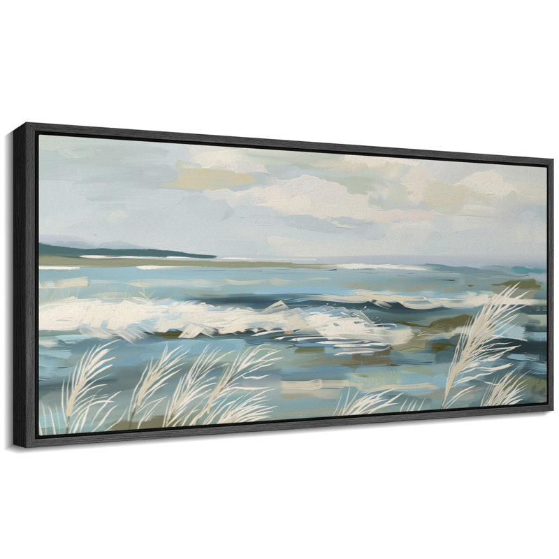 «Greenish Blue Ocean Waves», art mural côtier abstrait, impression numérique sur toile giclée sur toile, H 30 po x l 60 po