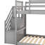 Lit simple / simple avec glissade et escalier en bois de pin gris-448357557