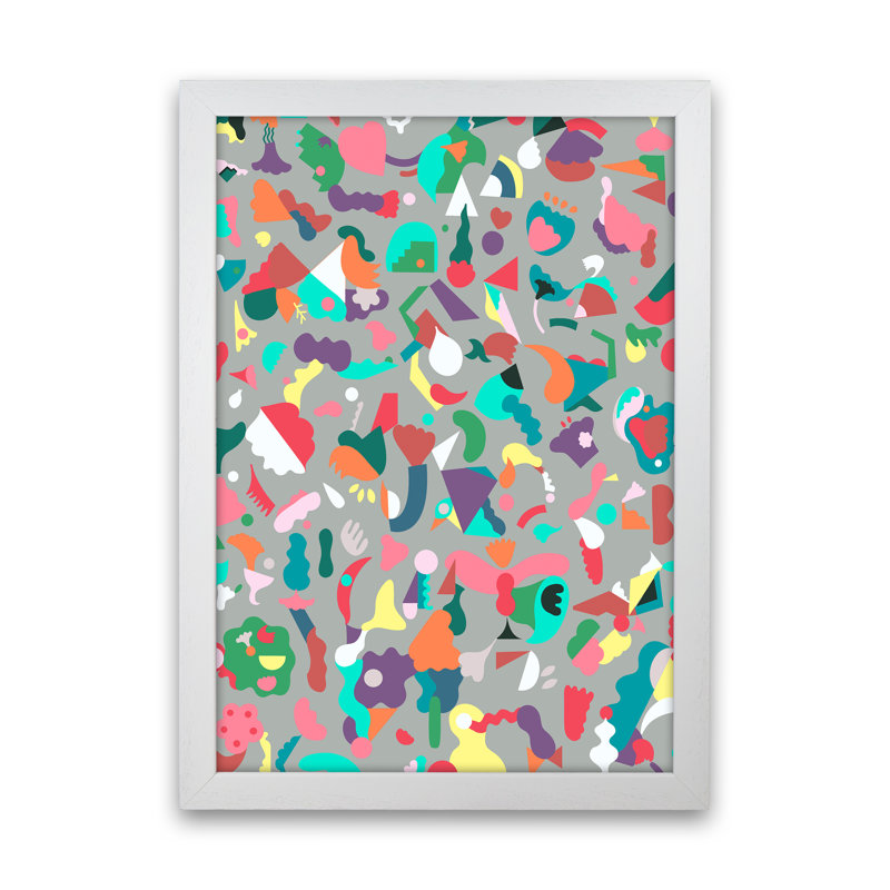 Dreamy Animal Shapes Gray - Wrapped Canvas Print, White Framed, 88cm H x 64cm W x 3cm D