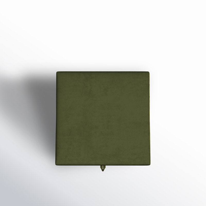Pera Velvet Ottoman, Olive Green Velvet