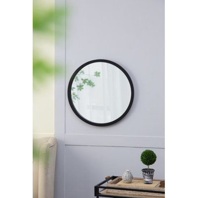Miroir mural 20 "x 20" avec cadre en bois et finition noire, miroir mural pour salon, salle à manger, vestibule, salle de bain, bureau