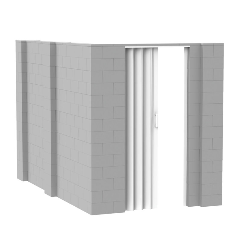 Ensemble mural en forme de L avec porte Everblock, H 84 po x l 120 po x P 72 po, Gris clair