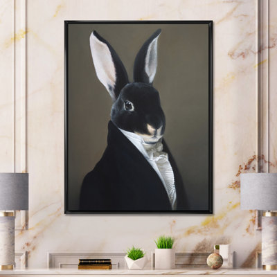 Portrait d'un lapin habillé - Peinture sur toile