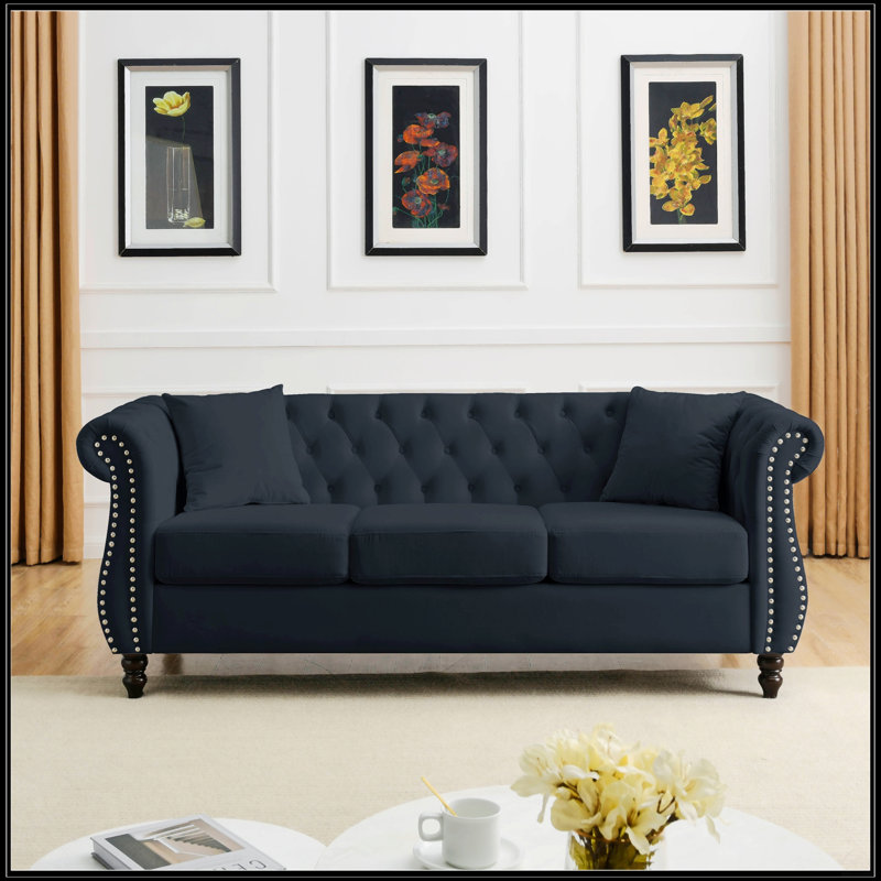 Canapé Chesterfield 80 po pour salon, Noir