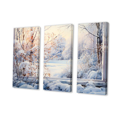 «Winter River Window View III - Winter Landscape», art mural