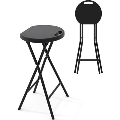 Tabouret pliant avec poignée, hauteur 71 cm, capacité 181 kg, 1 pièce, noir