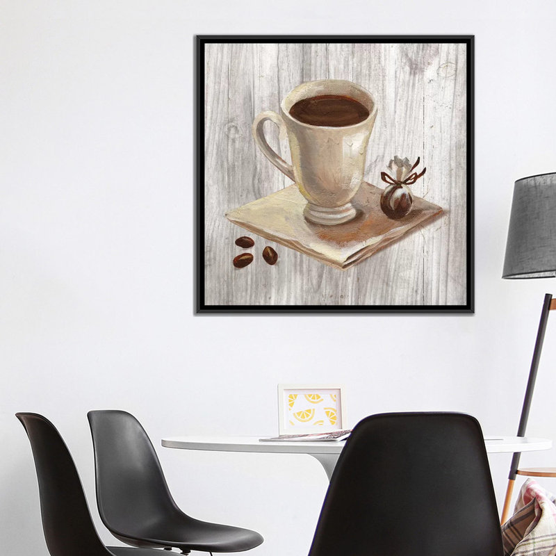 «Coffee Time IV», reproduction d'art sur toile, H 18 po x l 18 po x P 1,5 po, Toile avec cadre noir, Pas de tapis