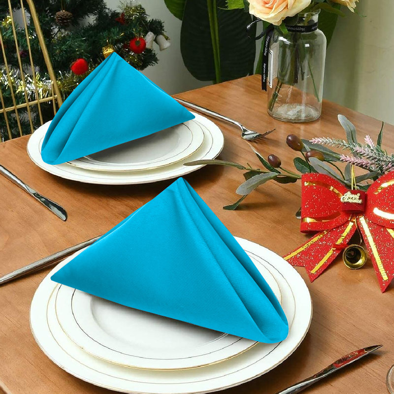 Poly Cotton Enrich Twill Cloth Napkins, Sky Blue