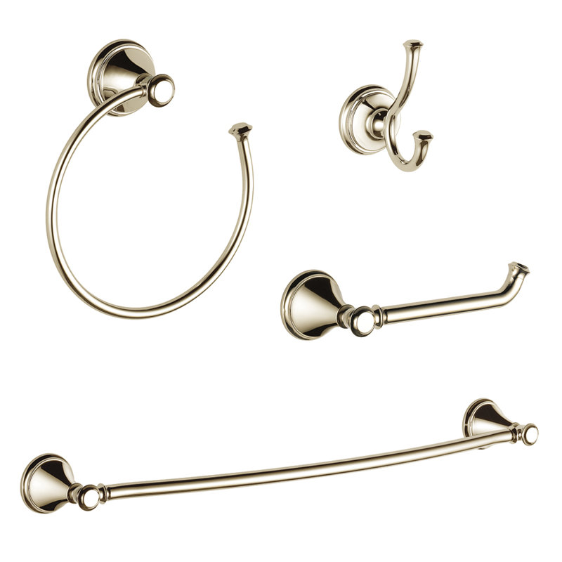 Cassidy Delta 4 Piece Bathroom Hardware Set, Polished Nickel