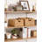 Handwoven Water Hyacinth Storage Baskets With Scalloped Edges, Built-In Handles - Set Of 2