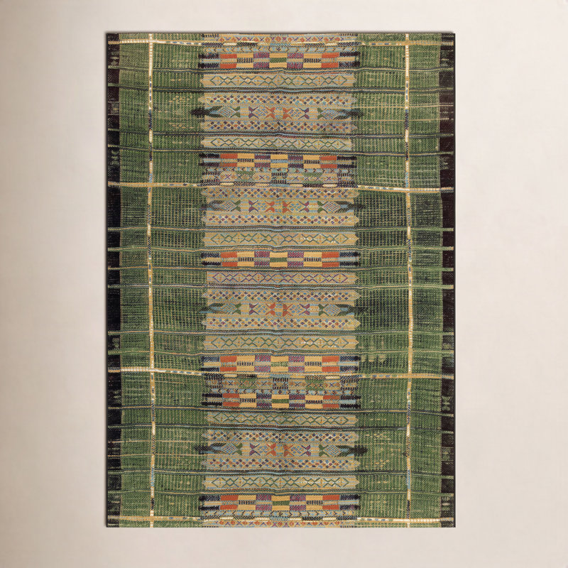 Tapis intérieur / extérieur multicolore Sesena, Rectangle 4 pi 10 po x 7 pi 6 po