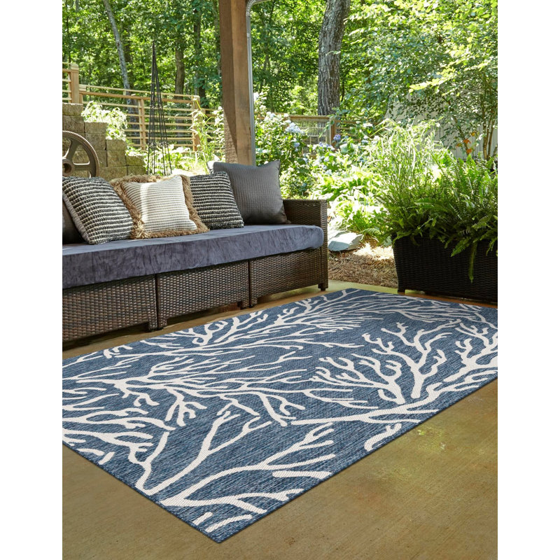 Tapis bleu contemporain Azilynn, Rectangle 2 pi x 3 pi 1 po