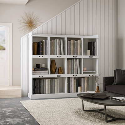 Bibliothèque à 10 tablettes pour la maison ou le bureau - Salle de travail pratique blanche et élégante 52,59 po x 11,74 po x 46,72 po Solution de rangement pratique