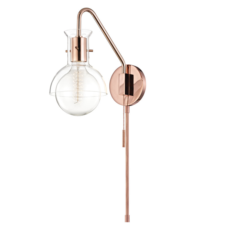 Luke Armed Sconce, Polished Copper