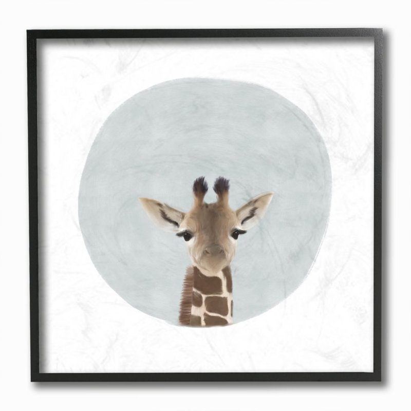 Décoration murale pour enfants bébé giraffe painting Shatley, H 12 po x l 12 po x P 1,5 po, Giclée encadrée noir minuit