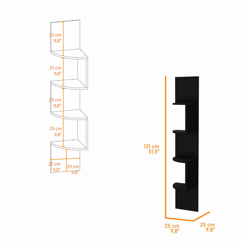 Tablettes murales d'angle, tablettes flottantes à 4 niveaux pour un rangement élégant, conception peu encombrante convenant à n'importe quelle pièce, moderne et robuste
