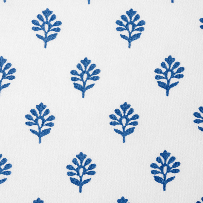 Martha Stewart Ines 250 Thread Count Floral Leaf Egyptian-Quality Cotton Sheet Set, Federal Blue, Queen