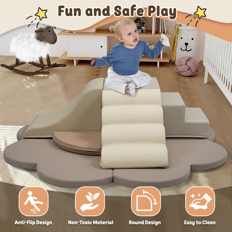 Ensemble de jeu en mousse Soft Climb and ramp, équipement de jeu doux pour enfants, Brun; coloré