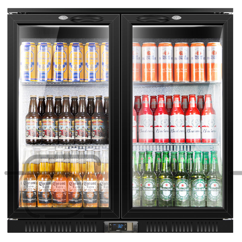 200L Commercial Beverage Refrigerator – 216 Can Capacity, Low-E Glass Door, 2 Fans, Temp Memory & 2 Safety Locks – for Retail or Home Use
