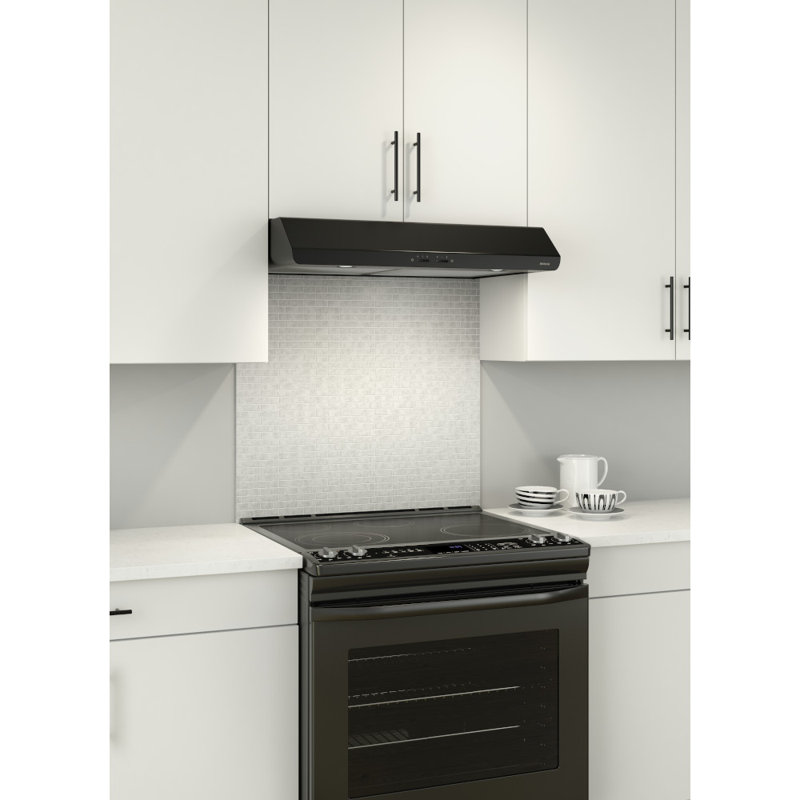 Broan NuTone 30" Steel 250 CFM Convertible Under Cabinet Range Hood with Mesh Filter, Black