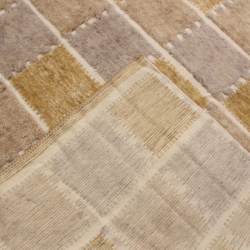 Rug & Kilim’S Scandinavian-Inspired Yellow And Gray Wool Pile Rug, Rectangle 14' x 20'