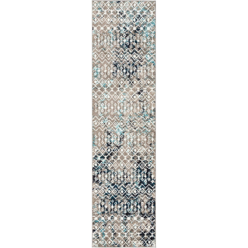 Tapis brun / noir en polypropylène tissé à la machine Briehn, Tapis de couloir 2 pi 7 po x 10 pi