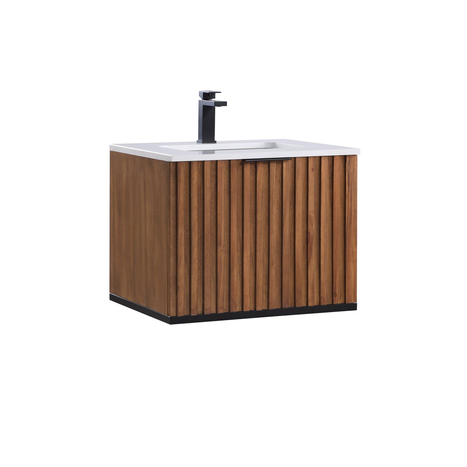 Terra 24'' Single Bathroom Vanity, Calacatta Quartz/Widespread Faucet Mount, Matte Black