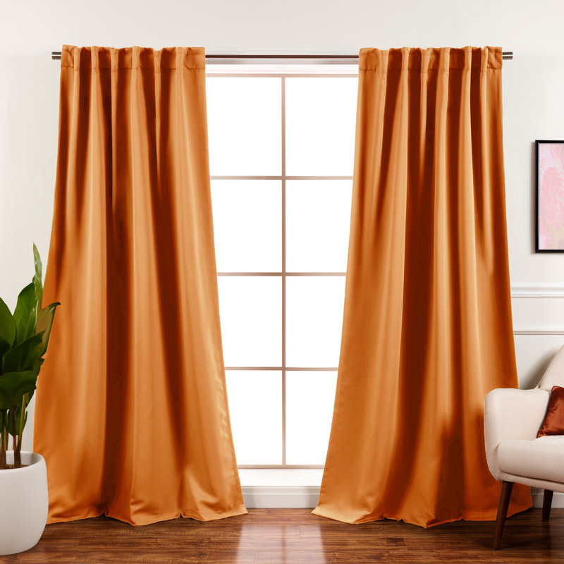 Panneaux de rideaux occultants et thermiques unis avec passe-tringle Bantam, Orange, l 52 po x L 108 po