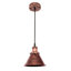 1-Light Rustic Distressed Metal Conical Pendant Light with Rolled Rim 