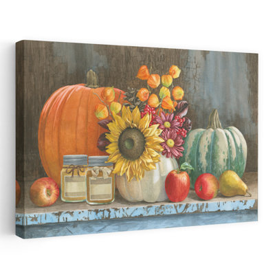 Harvest Bench Abstract Contemporary Chrysanthemum Sunflower Autumn Flower Art