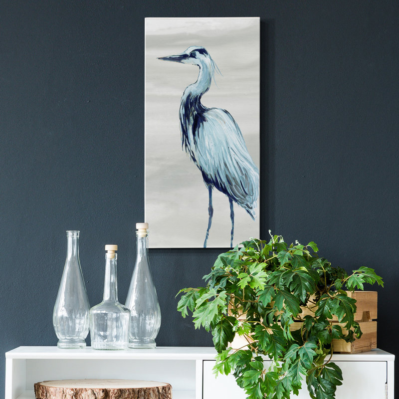By the Sea Crane II - impression sur toile tendue, H 16 po x l 8 po x P 1 po