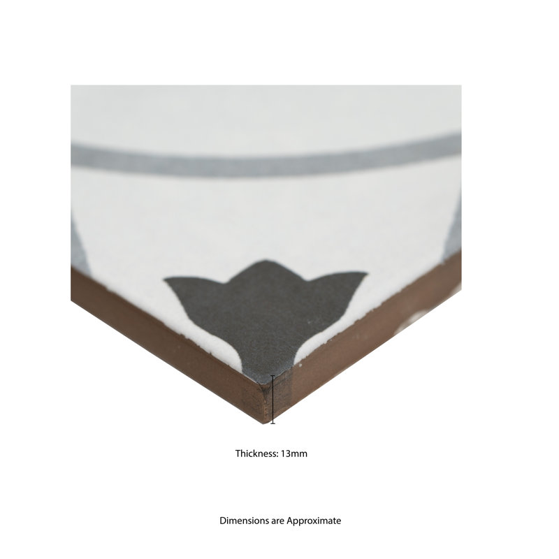 Amara 8 in. x 8 in. Encaustic Look Matte Porcelain Floor and Wall Tile, Timari
