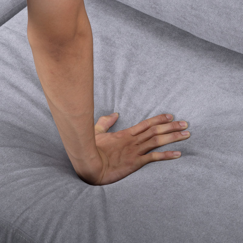Canapé modulaire réversible avec repose-pieds Landover, Mélange de polyester gris