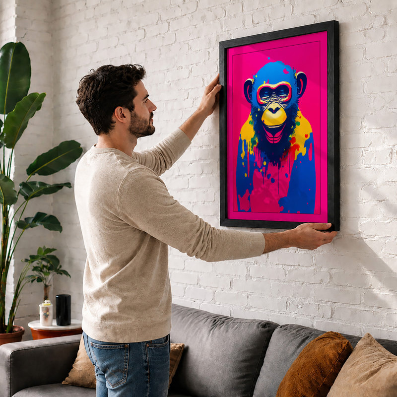 Sunglasses Primate Modern 1 Piece Single Picture Frame Wall Art, A4 - 29.7 x 21.0 cm, Black
