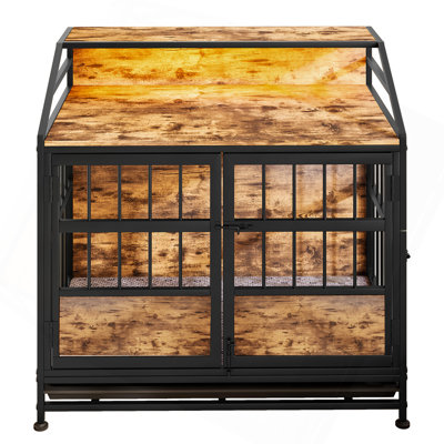 Multi-Function Furniture Style Dog Crates With Storage, Dog Crate Furniture Large Wooden Dog Kennel With Double Doors, For Large/Medium Dog Indoor, Br