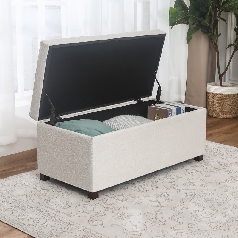 Banc de rangement avec repose-pieds de 37 pouces, Beige